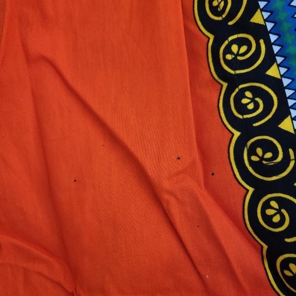 Unisex One Size African Dashiki Shirt & Pants 2pc. Set Orange and‎ Blue - Picture 9 of 9